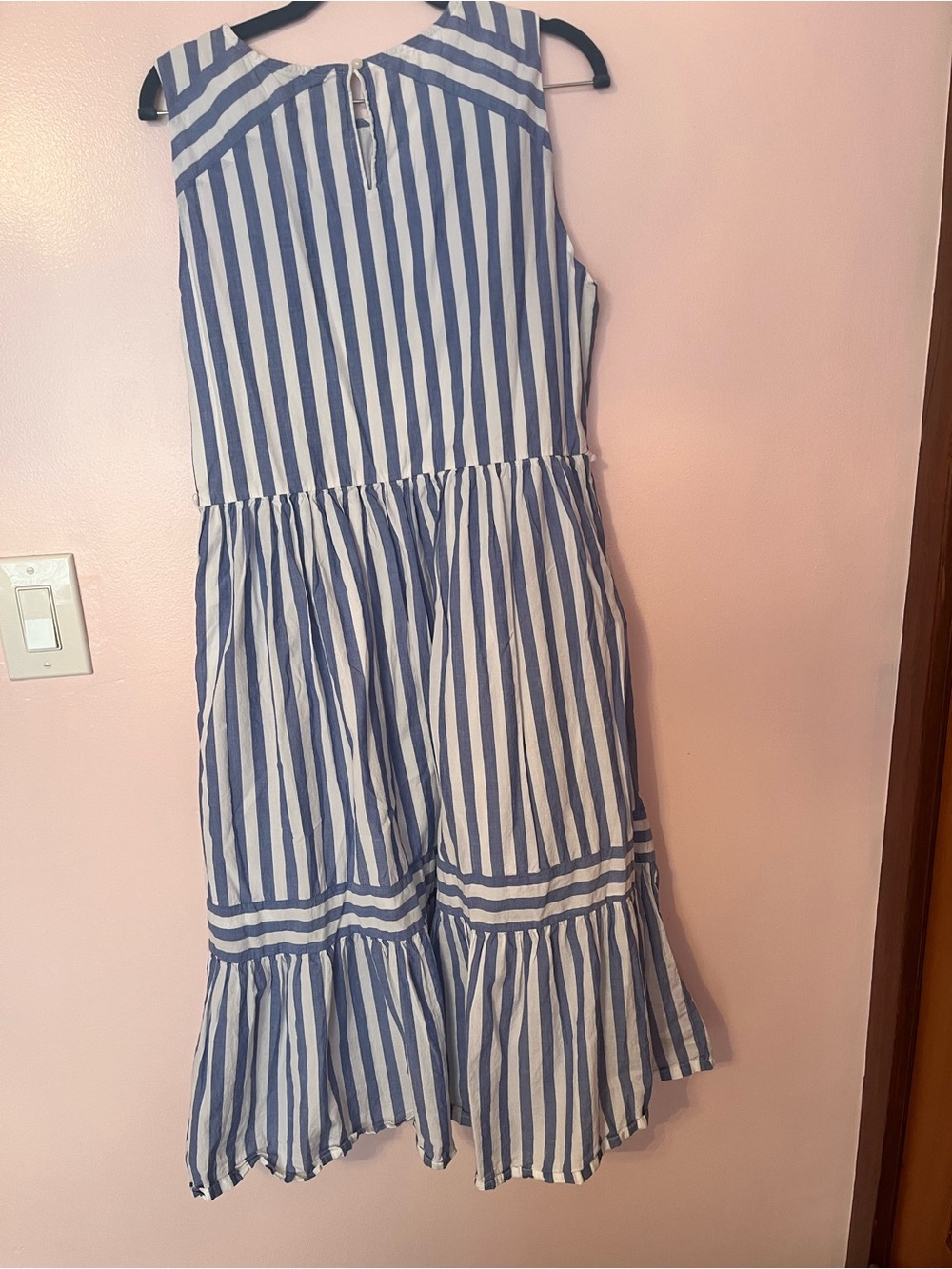 J. Crew Blue and White Striped Sleeveless Midi Dress - Picture 3 of 7